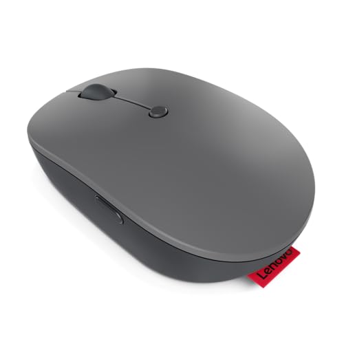 Lenovo Go USB-C Essential Wireless Mouse, 2.4 GHz Nano USB-C Receiver, Adjustable DPI, Rechargeable Battery, Ambidextrous, GY51C21210, Grey - color: Essential