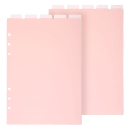 10 Sheets A5 Binder Dividers, Pink Binder Dividers with Tabs 6 Ring Insertable Plastic Index Divider Sheets for Planner Notebook Loose Leaf Binders