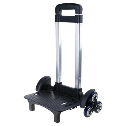 Backpack Trolley with Wheels, Foldable Luggage Trolley,6 Wheels Rolling-Luggage Carts, Aluminium Alloy Travel Hand Trolley for Bags Lunch Backpack - color: 6 Blue Rubber