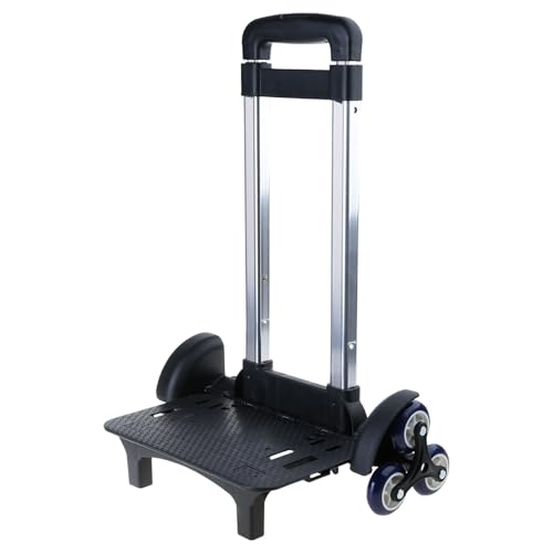 Backpack Trolley with Wheels, Foldable Luggage Trolley,6 Wheels Rolling-Luggage Carts, Aluminium Alloy Travel Hand Trolley for Bags Lunch Backpack - color: 6 Blue Rubber