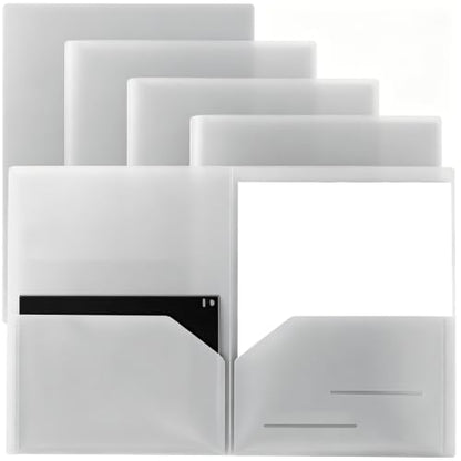 Youngever 6 Pack Heavy Duty Plastic Two Pocket Folders, Heavy Duty Plastic 2 Pocket Folder (Soft Ash) - color: Soft Ash
