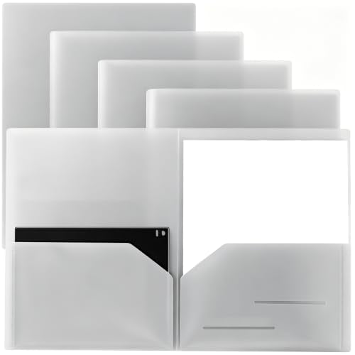 Youngever 6 Pack Heavy Duty Plastic Two Pocket Folders, Heavy Duty Plastic 2 Pocket Folder (Soft Ash) - color: Soft Ash