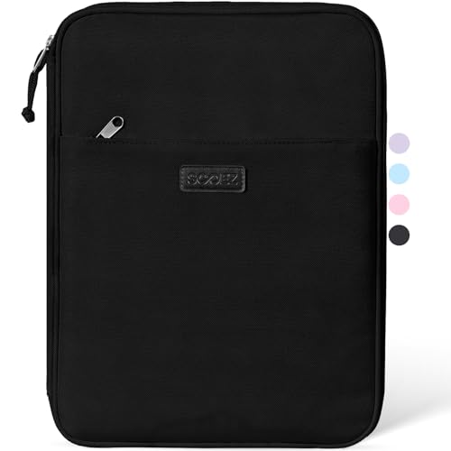 Sooez Zipper Binder Bag, 1 Inch Binders 3 Ring O-Ring, 5-Tab Dividers Expanding File Folder, 500-Sheet Capacity Three Ring Binder, Cute Organizer Storage for Student School Classroom Supplies, Black - color: Black