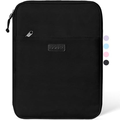 Sooez Zipper Binder Bag, 1 Inch Binders 3 Ring O-Ring, 5-Tab Dividers Expanding File Folder, 500-Sheet Capacity Three Ring Binder, Cute Organizer Storage for Student School Classroom Supplies, Black - color: Black