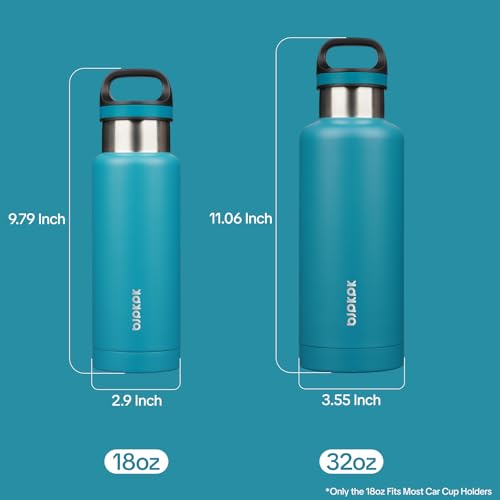 BJPKPK Insulated Water Bottle 18OZ Stainless Steel Water Bottle with Handle Double Walls Vacuum Insulated BPA Free Flask, Laguna - color: Laguna, size: 18 Ounces