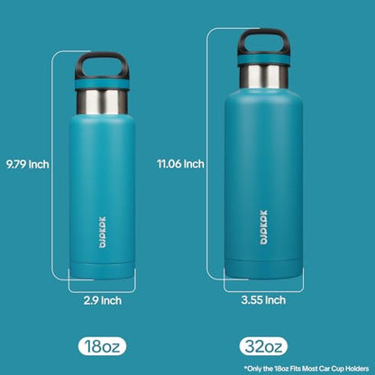 BJPKPK Insulated Water Bottle 18OZ Stainless Steel Water Bottle with Handle Double Walls Vacuum Insulated BPA Free Flask, Laguna - color: Laguna, size: 18 Ounces