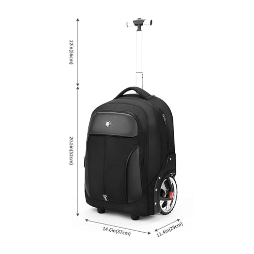 WMHYLYH 22 Inch Rolling Backpack, Waterproof Backpack with Wheels for Business and Travel Commuter, Carry on Laptop Backpack for Women and Men Adult (black-flower) - color: Black-flower