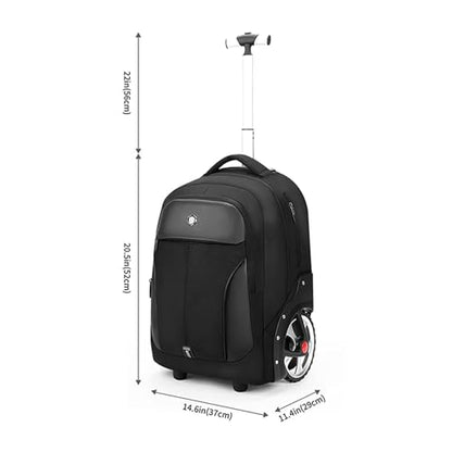 WMHYLYH 22 Inch Rolling Backpack, Waterproof Backpack with Wheels for Business and Travel Commuter, Carry on Laptop Backpack for Women and Men Adult (black-flower) - color: Black-flower