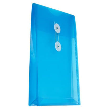 JAM PAPER Plastic Envelopes with Button & String Tie Closure - 6 1/4 x 9 1/4 - Blue - 12/Pack - color: Blue, size: 6 x 9