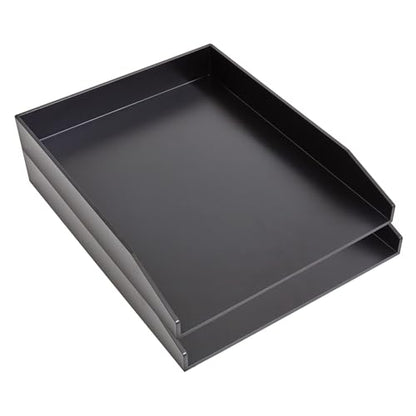 Staples Front‑Load Stackable Plastic Letter Tray, Black, 2‑Pack – Desktop Paper Organizer for Office Files & Documents - size: 1 Pack, style: Letter Tray (Front-Load)