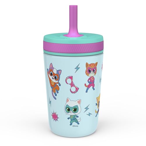 Zak Designs SuperKitties Kelso Toddler Cups For Travel or At Home, 12oz Vacuum Insulated Stainless Steel Sippy Cup With Leak-Proof Design is Perfect For Kids (Ginny, Sparks, Buddy, Bitsy) - color: SuperKitties (Ginny, Sparks, Buddy, Bitsy)