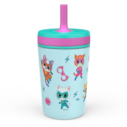 Zak Designs SuperKitties Kelso Toddler Cups For Travel or At Home, 12oz Vacuum Insulated Stainless Steel Sippy Cup With Leak-Proof Design is Perfect For Kids (Ginny, Sparks, Buddy, Bitsy) - color: SuperKitties (Ginny, Sparks, Buddy, Bitsy)