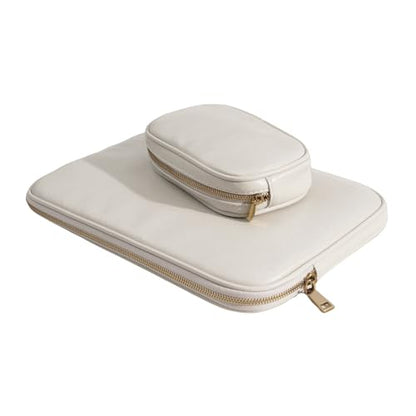PU Leather Padded Laptop Sleeve Bag 13Inch Compatible with 2024 MacBook Air 13.6 A3113 M3 A2681,New MacBook Pro 13 M2 A2686 with Charger Pouch Color White - color: White, size: MacBook Air/Pro 13"