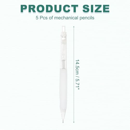 M&G 5Pcs Mechanical Pencil Set, 0.7mm Mechanical Lead Pencils for Drafting Sketching Art Class Writing Office Classroom, White