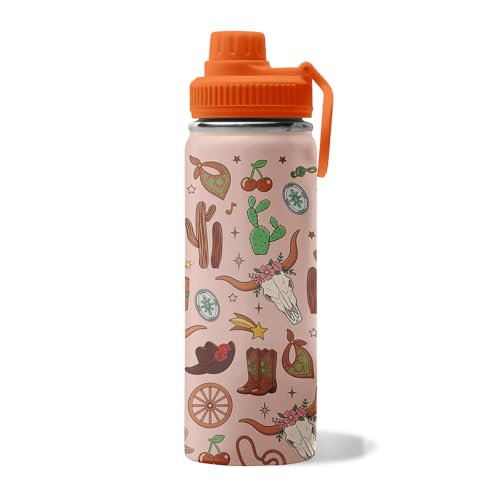 Cowgirl Water Bottle 18oz for Women Girls – Stainless Steel Travel Coffee Mug Cup with Lids – Gift for Birthday Christmas, Cow Print Gifts for Cowgirls Cowboys - color: Cowboy