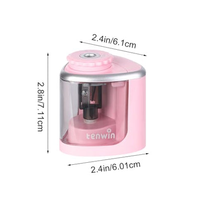 Electric Pencil Sharpeners Powerful Stall-Free Motor Portable Electric Battery Operated Pencil Sharpener Battery Powered Classroom Pencil Sharpeners for School Home Office Classroom(Pink)