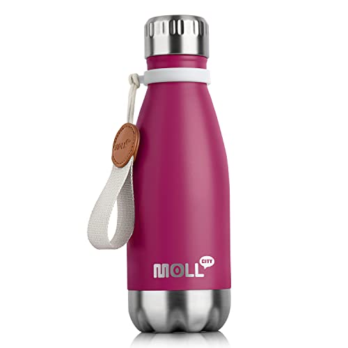 9 oz Water Bottle for Kids Stainless Steel Vacuum Insulated Flask Cola Shape Leak Proof Sports Water Bottle (Fuchsia Red) - color: Fuchsia Red, size: 9 Ounces