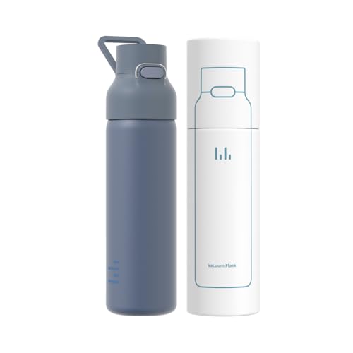 24oz Insulated Water Bottle, 316L Stainless Steel Double Wall Vacuum Bottle, Keeps Drinks Cold or Warm, Leakproof One-Handed Flip Lid for Gym, Office, Travel & Daily Use (1 Pack) - color: Blue