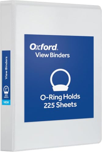 Oxford Ring Binders,1" Round Ring Binders,View Binder,Covers on 3 Sides,XtraLife Hinge,Non-Stick,PVC-Free,White,225 Sheet Capacity (1002512),(Pack of 12) - color: White, size: 1 Inch (Pack of 12)