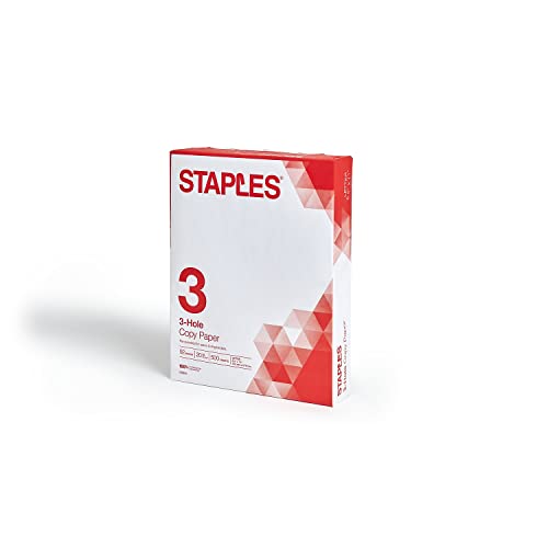 Staples 8.5-Inch X 11-Inch 3 Hole Copy Paper 20 Lbs. 92 Brightness 500/Ream, For Office, School & Home - size: 500 Sheets, style: Standard