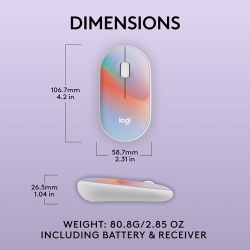 Logitech M340 Wireless Mouse with Limited Edition Prints, USB Receiver and Silent Clicks, Portable Wireless Mouse for Laptop, PC, Windows, Chrome, Surface – Sheer Dream - color: Sheer Dream