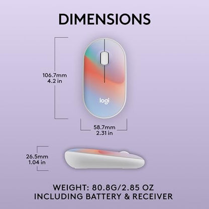 Logitech M340 Wireless Mouse with Limited Edition Prints, USB Receiver and Silent Clicks, Portable Wireless Mouse for Laptop, PC, Windows, Chrome, Surface – Sheer Dream - color: Sheer Dream