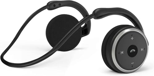 itayak Behind The Head Headphones, Bluetooth 5.0 Neckband Around Head Headphones Lightweight Small Foldable Wireless Sports Sweatproof Headset with Microphone & Carrying Case (Black) - color: Black
