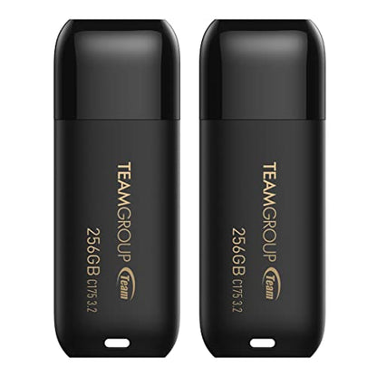 TEAMGROUP C175 256GB 2 Pack USB 3.2 Gen 1 (USB 3.1/3.0) Read 100MB/s Flash Thumb Drive, External Data Storage Memory Stick Compatible with Computer/Laptop Matte Black TC1753256GB22 - size: 256GB (2-Pack)