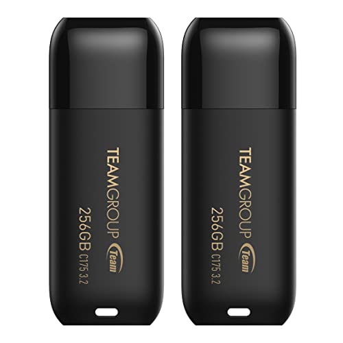 TEAMGROUP C175 256GB 2 Pack USB 3.2 Gen 1 (USB 3.1/3.0) Read 100MB/s Flash Thumb Drive, External Data Storage Memory Stick Compatible with Computer/Laptop Matte Black TC1753256GB22 - size: 256GB (2-Pack)