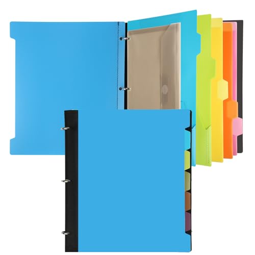 Pivotable Refillable Notebook, 3 Ring Binder Notebooks 1 Inch, Notebook with Dividers and Pockets, Folder Notebook, Flexible Binder, Soft Binders 3 Ring, Foldable Binder- Blue - color: 1 Pcs Blue