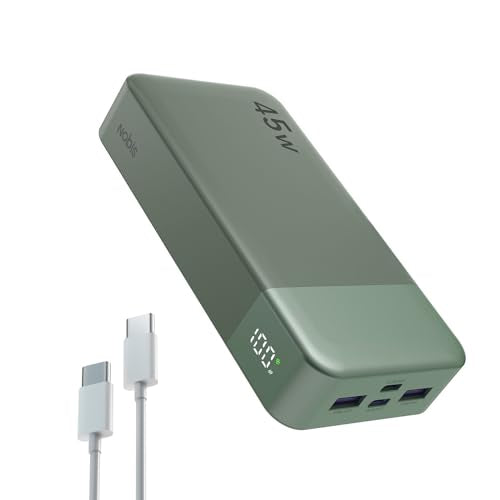 NOBIS Portable Charger, 20000mAh Power Bank, 45W Power Bank Fast Charging, Battery Pack with C to C Cable, Battery Bank with Digital Display for iPhone Android Laptop etc(Green) - color: Green