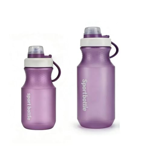 2 PCS Set Small Plastic Water Bottles, Sports Water Bottles with Leak-Proof Lid, Lightweight Reusable Water Bottles for Running,Gym, School, Travel, BPA Free,Leak Proof (Purple(13oz+20oz) - color: Purple(13oz+20oz）
