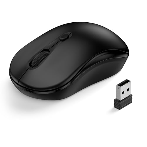 Wireless Mouse for Laptop, 2.4GHz Computer Mouse Office Cordless USB Mice | with USB A Receiver for PC,Laptop,Desktop,Mac,12-Month Battery Life,3 Adjustable DPI 800/ 1200/ 1600 - color: Black