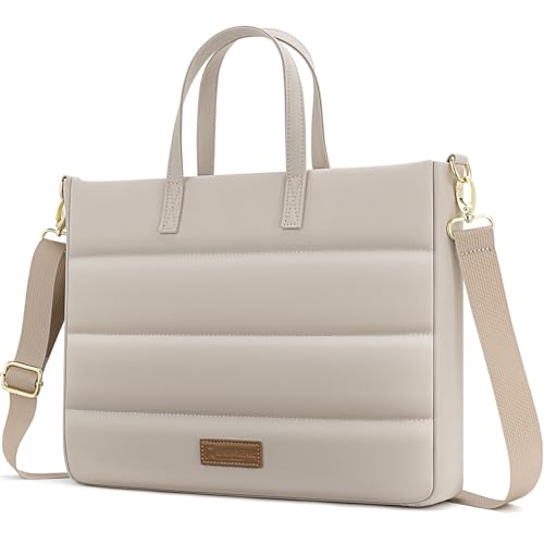 RAINYEAR Laptop Bag for 14 Inch/15.6 Inch, Women Laptop Shoulder Bag | Protective Padded Waterproof Elegant Laptop Bag with Handle & Shoulder Strap, Fits for MacBook Computer Laptop - color: Khaki, size: 13-14 Inch