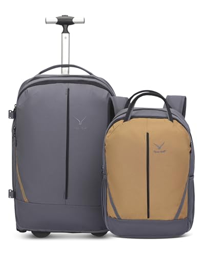 Hynes Eagle 2 in 1 Travel Backpack Set Rolling Backpack with Wheels Carry on Luggage 43L with Personal Item Bag for Men Women 17 inches Laptop Backpack Dark Grey - color: Dark Grey