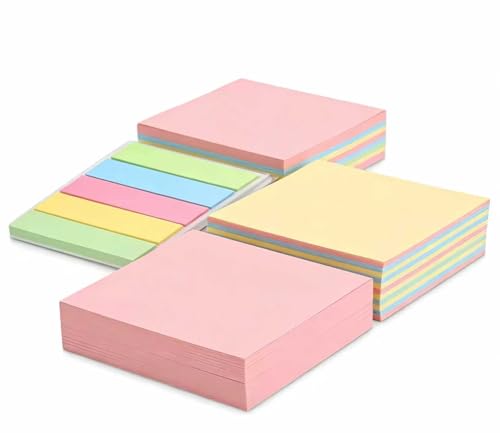 Sticky Index Tabs & Sticky Notes Combo Set, Assorted Sizes & Colors, Self-Adhesive Page Markers for Office, School & Home Organization (Vibrant_2000) - color: Vibrant_2000
