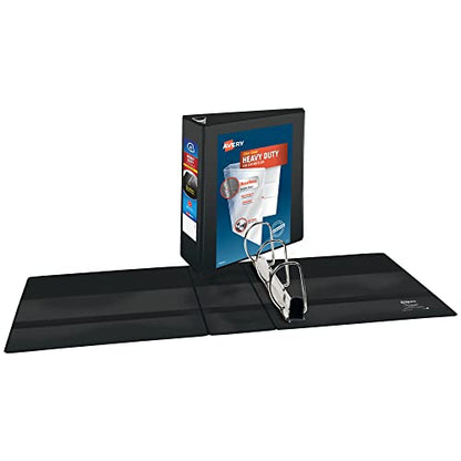 Avery Heavy-Duty View 3 Ring Binder, 4" One Touch Slant Rings, Holds 8.5" x 11" Paper, 2 Black Binders (79874) - size: 4"
