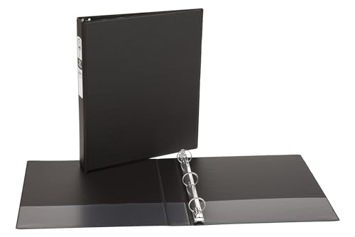 Avery Economy 3 Ring Binder, 1" Round Rings, 1 Black Binder (03301) (Pack of 12) - size: 1" (Pack of 12), style: Classic
