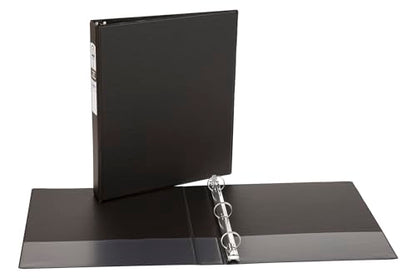 Avery Standard 3 Ring Binders, 1" Round Rings, 175-Sheet Capacity, 1.4 Inch Wide Spine, Black Binders, Ideal for Lightweight Organization and Occasional Referencing (12-Pack of 03301) - size: 1", style: 12 Pack