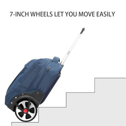 WMHYLYH 22 Inch Rolling Backpack, Waterproof Backpack with Wheels for Business and Travel Commuter, Carry on Laptop Backpack for Women and Adult Men (Blue) - color: Blue
