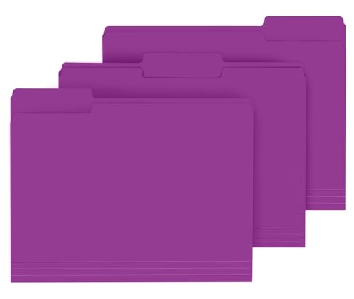 File Folder, PANDRI 120 Pack File Folder, 1/3 Cut Tab, Letter Size, Filing Folder for Office School Business, Rosepurple - color: Rosepurple