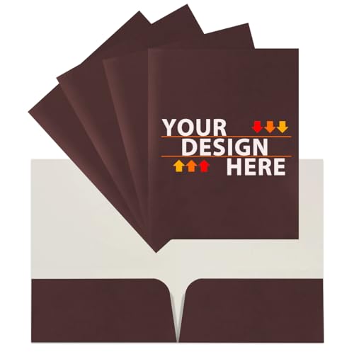 JAM PAPER Custom Printed Semi-Gloss Folders with Round Corner Pockets - Personalized Logo & Text - 10 pt C2S - Brown - 250/Pack - color: Brown, size: 10pt C2S - 250 Pack