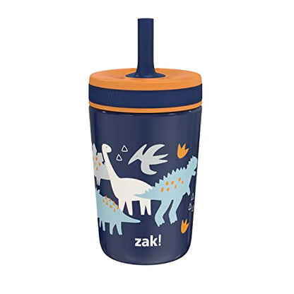 Zak Designs Kelso Toddler Cups For Travel or At Home, 12oz Vacuum Insulated Stainless Steel Sippy Cup With Leak-Proof Design is Perfect For Kids (Zaksaurus) - color: Dinosaur