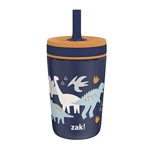 Zak Designs Kelso Toddler Cups For Travel or At Home, 12oz Vacuum Insulated Stainless Steel Sippy Cup With Leak-Proof Design is Perfect For Kids (Zaksaurus) - color: Dinosaur