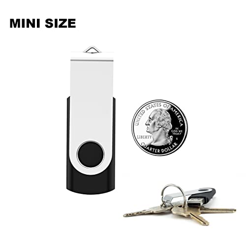 2 Pack 64GB USB Flash Drive USB 2.0 Thumb Drives Jump Drive Fold Storage Memory Stick Swivel Design - Black - size: 1 Count (Pack of 2), style: 64 GB