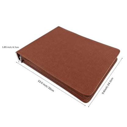 LLi Cufite 3 Rings Check Binder for End-Stub Deskbook Checks, Zipper Business Check Binder, 3 on a Page, Fit 3 & 9 Holes Check Faux Leather (Brown) - color: Brown