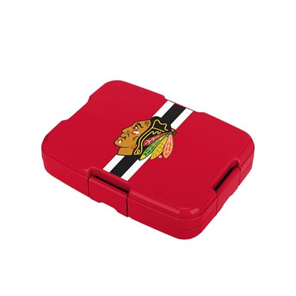 FOCO NHL Unisex-Adult Officially Licensed Team Color Stripe Primary Logo Hockey Leak Proof 5 Compartment Bento Lunch Box - Chicago Blackhawks - color: Chicago Blackhawks