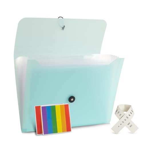Expanding File Folder File Organizer 13 Pocketsr Accordion Filing Folder for Documents Aesthetic Paper Organizer Folder for Work, School, Home, Office (Transparancy Green) - color: Transparancy Green