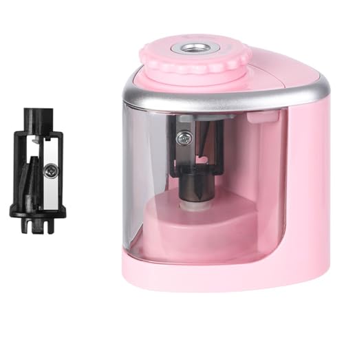 Automatic Pencil Sharpener with Auto Stop & Lead Breakage Protection – Ideal for Offices,Schools,Students,and Illustrators Quiet Operation,No Rough Edges,Pink - color: Pink