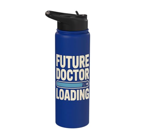 Future Doctor Loading Med Student Progress Bar Stainless Steel Insulated Water Bottle - color: Royal Blue
